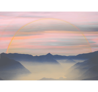 Mountain rainbow scene stenske poslikave - TenStickers