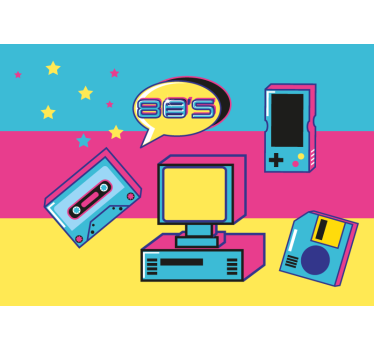 Retro gaming elements fototapete z graffiti motivi - TenStickers