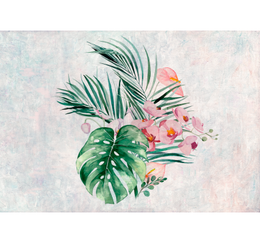 Akvarel monstera listi vzorec fototapeta narave - TenStickers