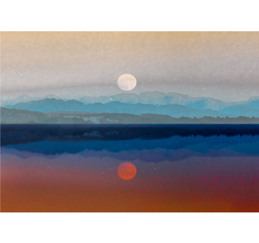 Mountain sunset reflection stenske poslikave - TenStickers