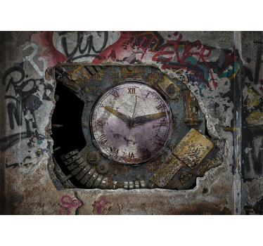 Rusty clock design fototapete z graffiti motivi - TenStickers