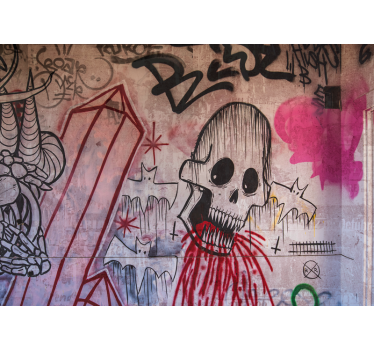 Skull and bats fototapete s graffiti motivi - TenStickers