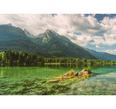 Mountain lake reflection view stenske poslikave - TenStickers
