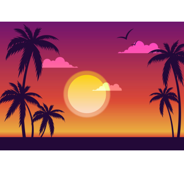 Fotomuralne palme sončnega zahoda 70-ih - TenStickers