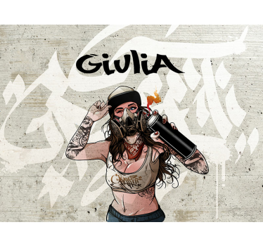 Grafiti žensko tapeta z imenskimi fototapeta po meri - TenStickers