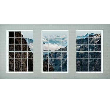 Mountain view windows fototapeta z gorami - TenStickers