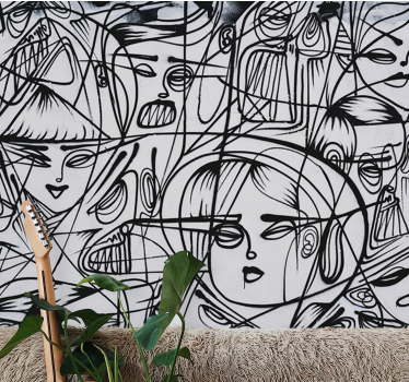Abstract expression faces fototapete z graffiti motivi - TenStickers
