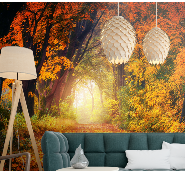 Autumn pathway scene fototapeta gozd - TenStickers