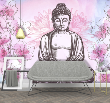 Buddha obdan z orhideje zen foto tapeta - TenStickers