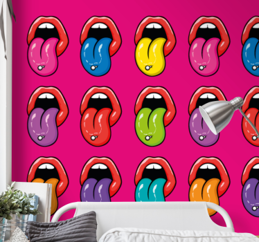 Colorful tongue expressions fototapete z graffiti motivi - TenStickers