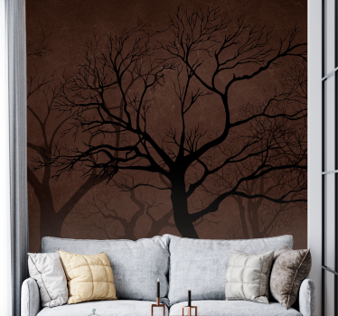 Dark silhouette trees fototapeta gozd - TenStickers