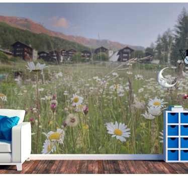 Flowering meadow view fototapete cvetje - TenStickers