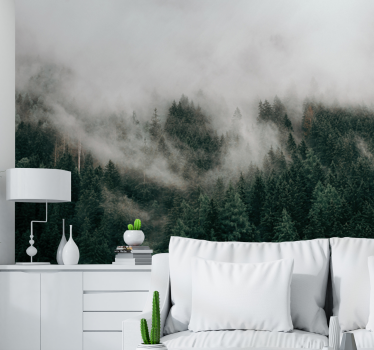 Foggy forest landscape fototapeta gozd - TenStickers
