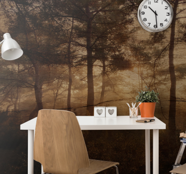 Foggy woodland view fototapeta gozd - TenStickers