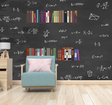 fototapeta za knjižne police in matematične formule - TenStickers
