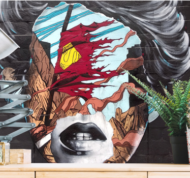 Fragmented human profile fototapete s graffiti motivi - TenStickers