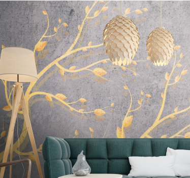 Golden leafy vines fototapete narava - TenStickers