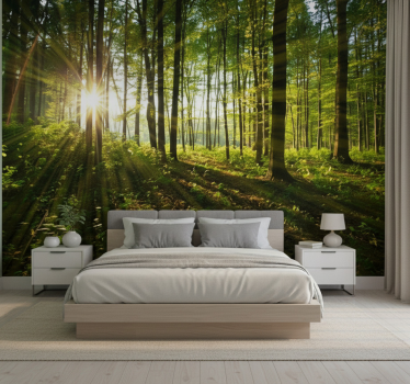 Golden sunburst woods fototapeta gozd - TenStickers