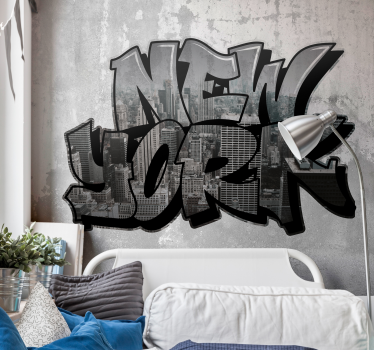 Grafiti z tapeta fototapeta s pogledom na mesto - TenStickers