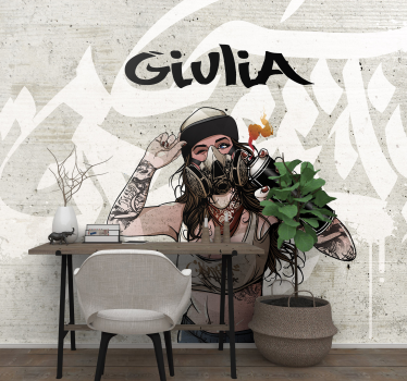 Grafiti žensko tapeta z imenskimi fototapeta po meri - TenStickers
