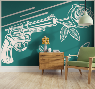 Gun and rose fototapete z graffiti motivi - TenStickers