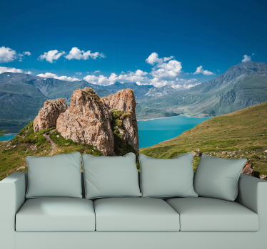 Jezero mont cenis pokrajina stenski stenski stenski zidni zid - TenStickers