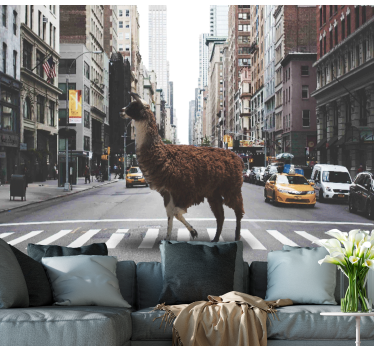 Lama v ozadju fototapeta new york - TenStickers