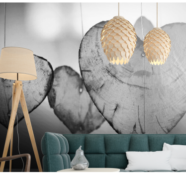 Lesen siv vzorec s fototapeta iz lesa iz srca - TenStickers