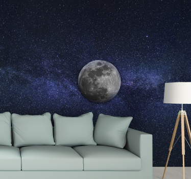 Luna in zvezde bivalni foto tapeta - TenStickers