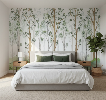 Minimalist botanical feature fototapeta gozd - TenStickers