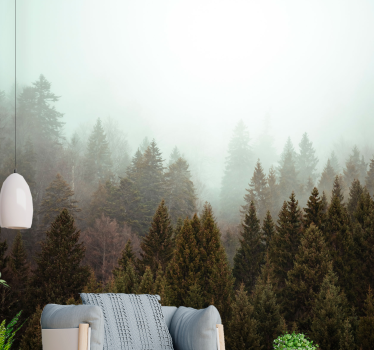 Misty evergreen forest fototapeta gozd - TenStickers