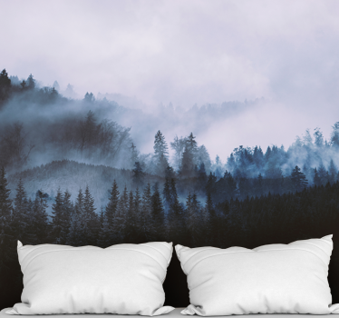 Misty evergreen landscape fototapeta gozd - TenStickers