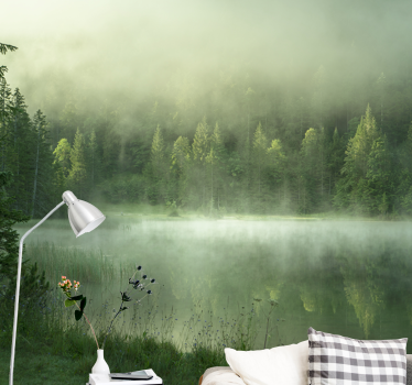 Misty lake reflection fototapete narava - TenStickers