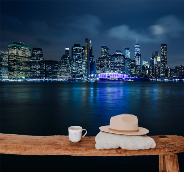 Modri manhattan ponoči new york fototapeta tapeta - TenStickers