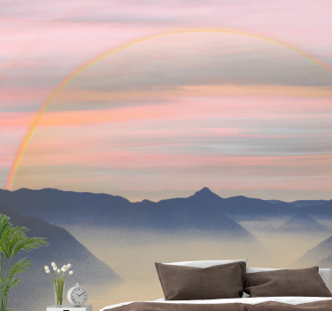 Mountain rainbow scene stenske poslikave - TenStickers