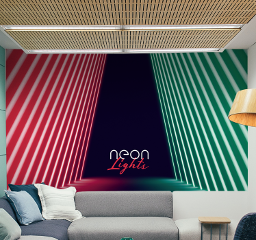 Neon geometric stripes fototapete z graffiti motivi - TenStickers