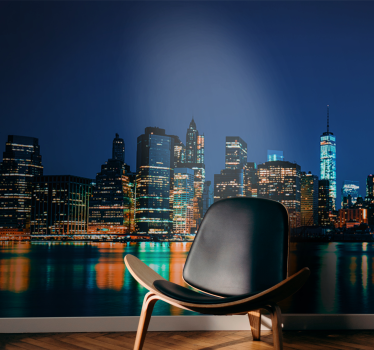 New york skyline night fototapeta new york - TenStickers