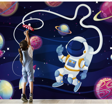 Otroški stenski fototapetai astronavt v vesolju - TenStickers