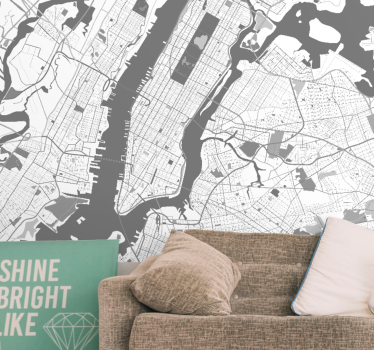 Podroben zemljevid new yorka kot fototapeta - TenStickers