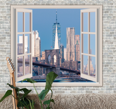Pogled na manhattan, čisto nebo Fototapeta New York - TenStickers