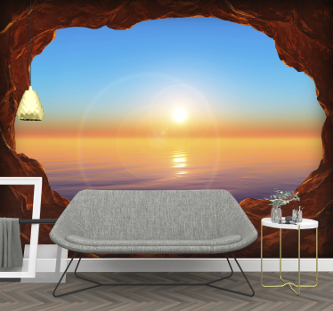 Pogled na morje skozi jamsko 3d fototapeta tapeta - TenStickers