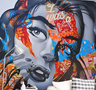 Pop art ženski portret grafiti slikanje fototapeta - TenStickers