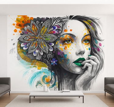 Portret eksplodirajočih barv Fototapete s graffiti motivi - TenStickers