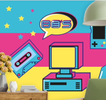 Retro gaming elements fototapete z graffiti motivi - TenStickers