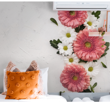 Roza 3d daisy flowers stensko tapeta - TenStickers