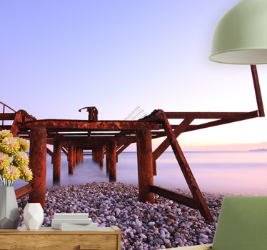 Rustic pier sunset stenske poslikave - TenStickers