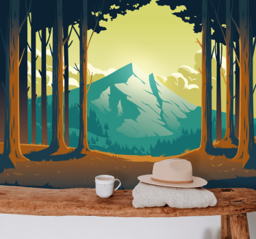 Scenic forest mountain fototapeta z gorami - TenStickers