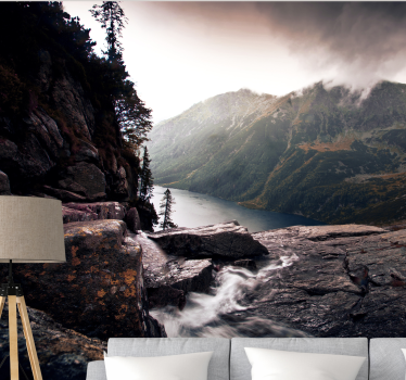 Scenic lake vista in the mountains stenske poslikave - TenStickers