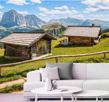Scenic mountain cabins stenske poslikave - TenStickers