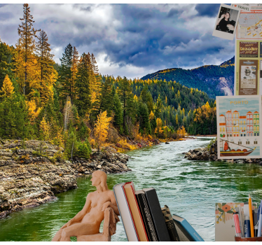 Scenic mountain river stenske poslikave - TenStickers